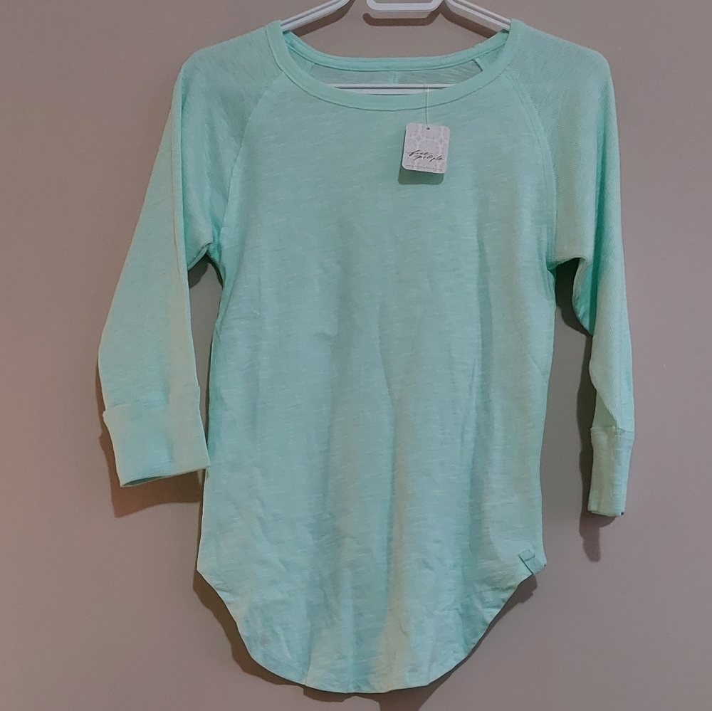 Free people cotton lounge top 1/4 sleeve nwt size XS